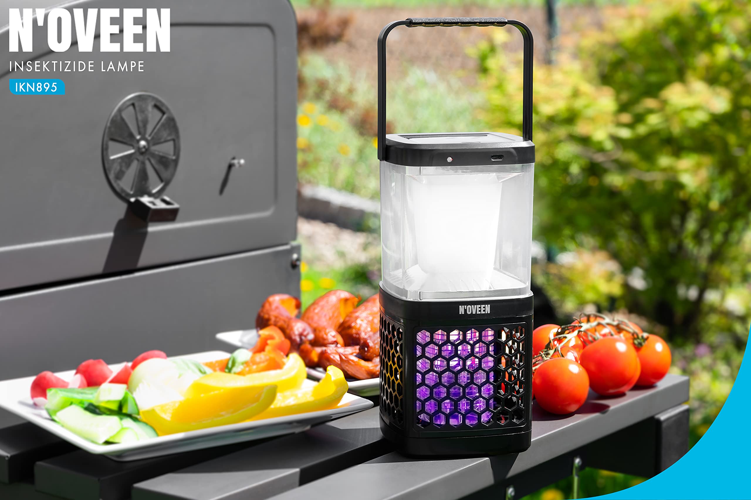 NOVEEN IKN 895 - Repellente per insetti elettrico 2 in 1, con alimentazione propria, trappola elettrica portatile per mosche – Zanzariera elettrica