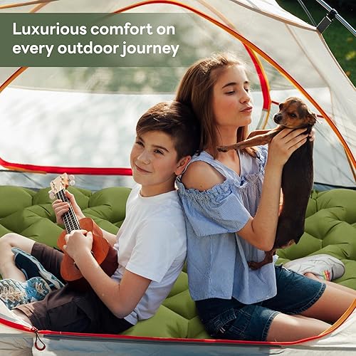 Miniatura 9 de Colchoneta de dormir para acampar con almohada, inflable, inflable, colchón de aire ultraligero, almohadilla de campamento impermeable duradera para