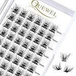 QUEWEL Cluster Lashes 72 Pcs Wide Stem Individual Lashes C/D Curl 8-16mm Length DIY Eyelash Extension False Eyelashes Soft for Personal Makeup Use at Home (H03-C-14)