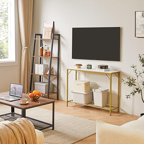 Miniatura 8 de YMYNY Mesa de consola de 42.1 pulgadas de largo, mesa de entrada industrial, mesa de sofá estrecha con estantes, mesa de entrada para entrada,