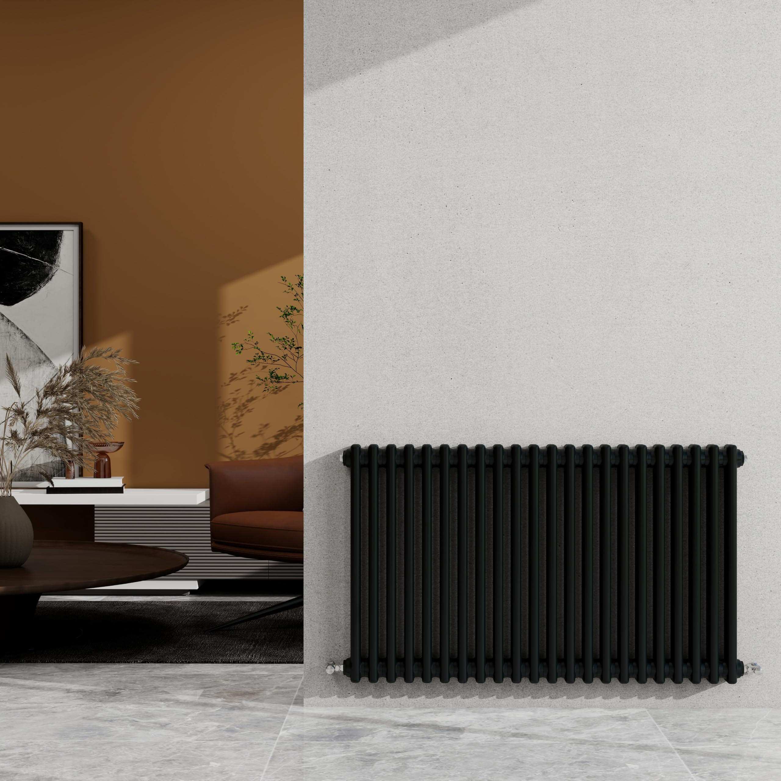 SKY Bathroom Traditional Radiator Black 600×1010mm Horizontal 2 Col 3855BTU