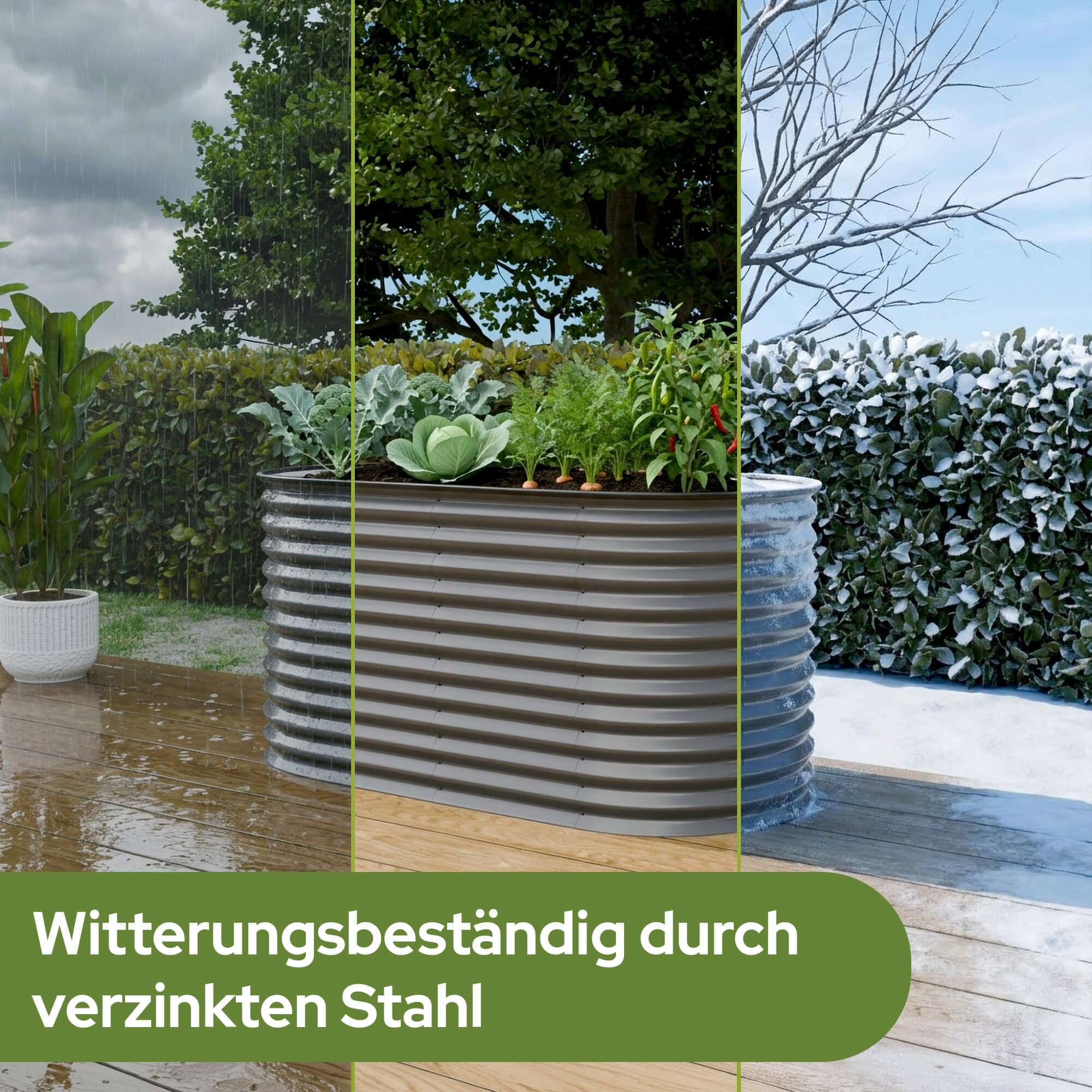 Arebos Hochbeet oval Metall 160x80x78 cm Anthrazit | Gartenbeet verzinkter Stahl rostfrei mit Gummikante 780 L, Stabil mit Querstreben | Gemüsebeet ideal für den Garten | für Gemüse, Kräuter & Blumen