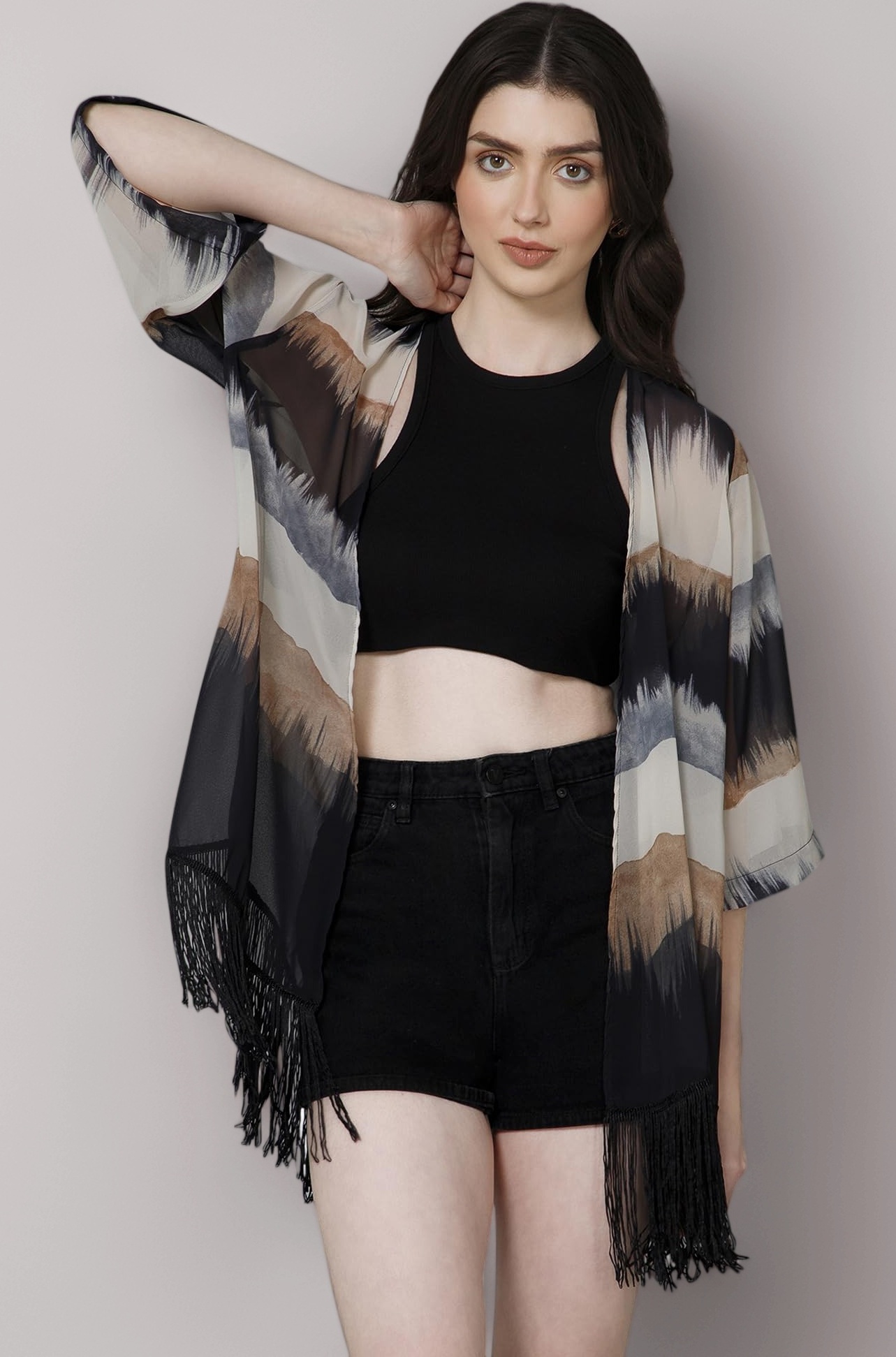 Women's Colorblock Kimono Shrug