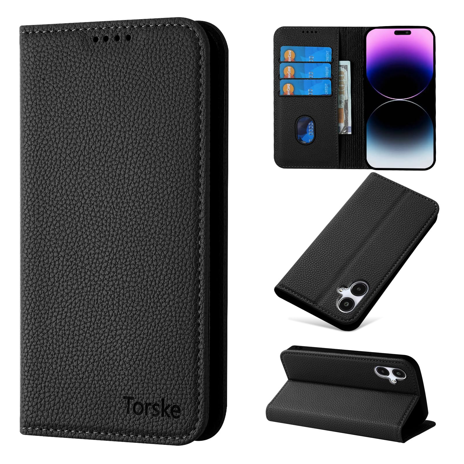 Torske Galaxy A25 5G ケース 手帳型 Docomo SC-53F ケース ギャラクシーA25 5G ケース 手帳型 内蔵マグネット式 Galaxy A25 5G 手帳型ケース Galaxy A25 5G スマホケース 手帳型 カード入れ 防塵 上質 やさしく手触りが快適 おしゃれ シンプル ぎゃらくしーa25 5g ケース 6.7インチ対応 携帯カバー - ブラック