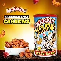 Vista 5 de ASSKICKIN' Anacardos picantes y picantes tostados, nueces picantes con sabor a habanero, lata resellable de 6 onzas, aperitivos picantes perfectos