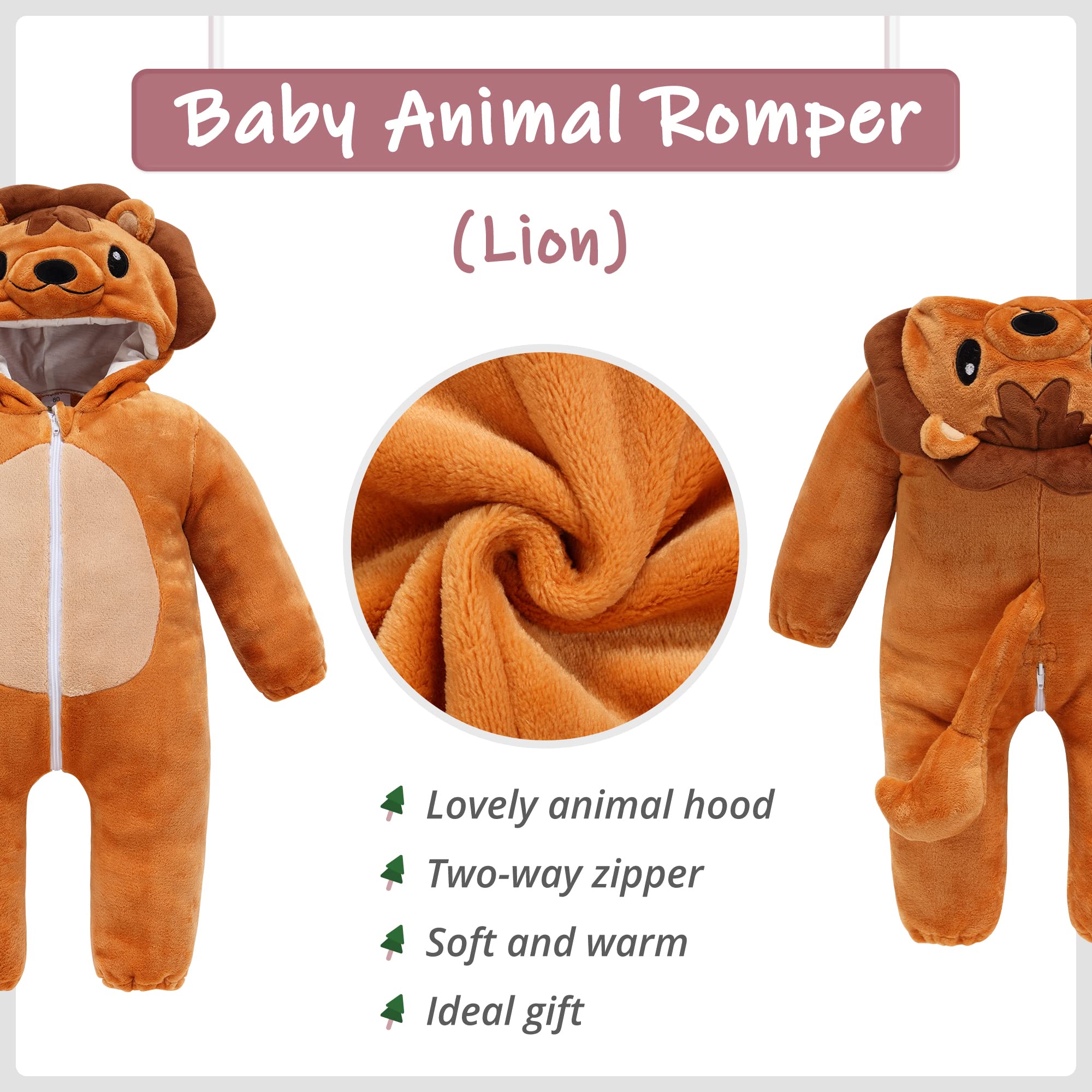 l'hiver Unisexe Bébé Grenouillère à Capuchon Animal 0-36 Mois | Tout-Petit Halloween Flanelle Cosplay Combinaison,Garçons Filles Dessin Animé Déguisement,Mignonne Barboteuse