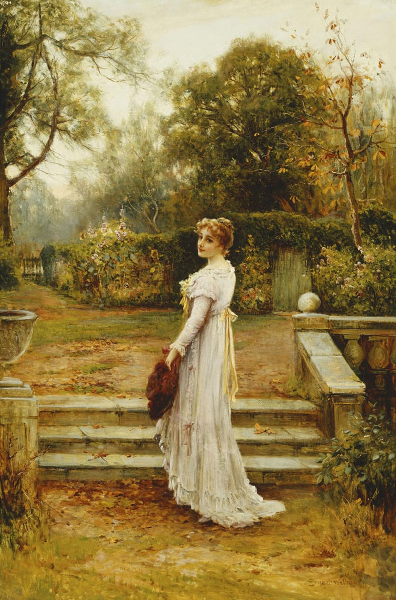 POSTERIIk Vintage Print Pop Art Landscape Artwork a Stroll in the Garden by Ernest Walbourn Art Prints for Office Home Decor 60x90cm