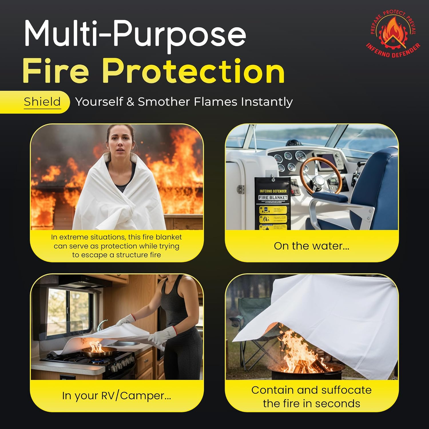 Emergency Fire Blanket For Home And Kitchen, Safe Touch Silicone Coated, 2 Pack Fiberglass Fire Blanket for Home, Fire Suppression for Kitchen, Fire Extinguisher For Kitchen BBQ Camping 39” x 39” - Image 7