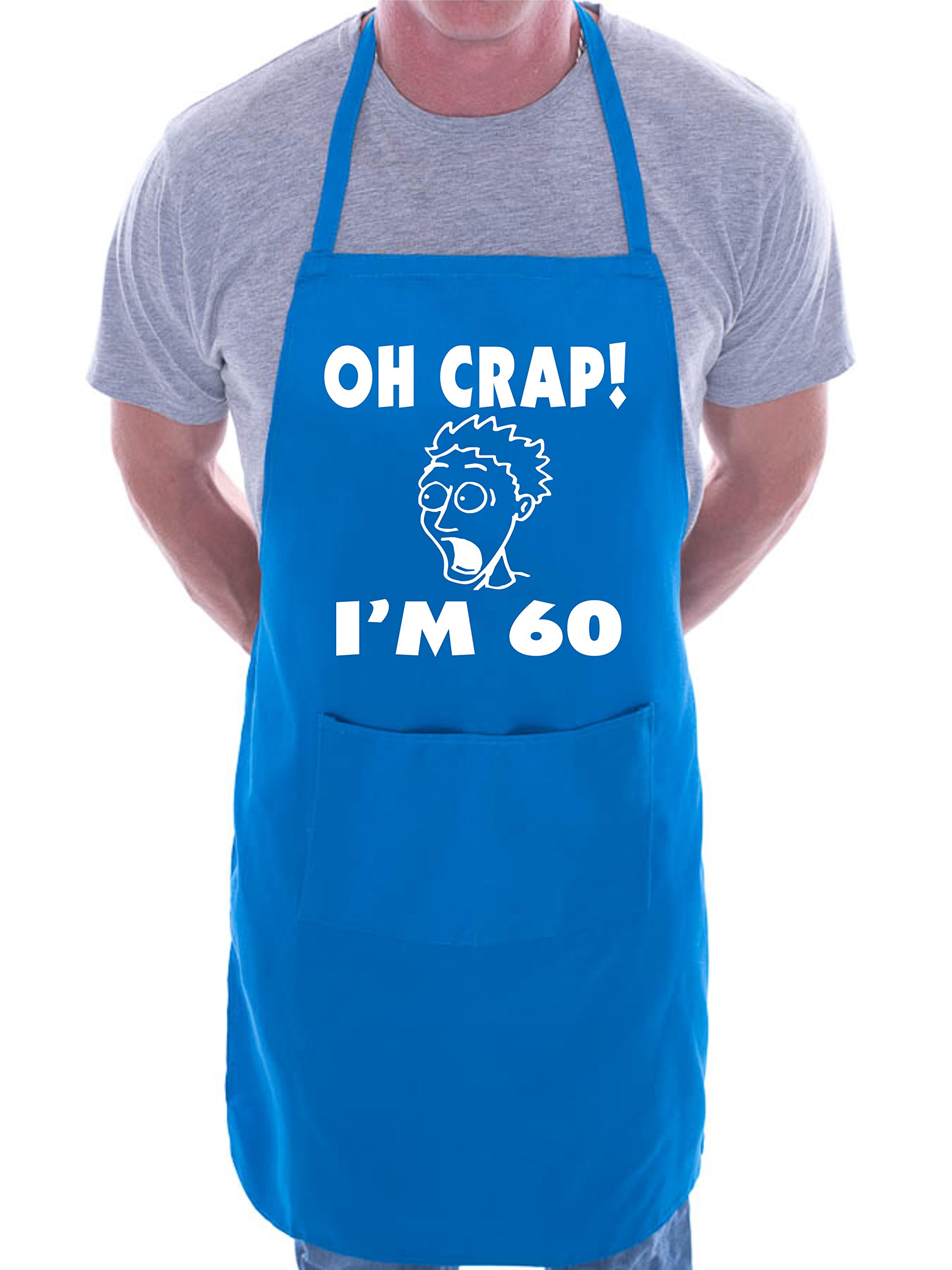Print4U Oh Crap I'm 60 Mens Birthday BBQ Cooking Funny Novelty Apron Blue