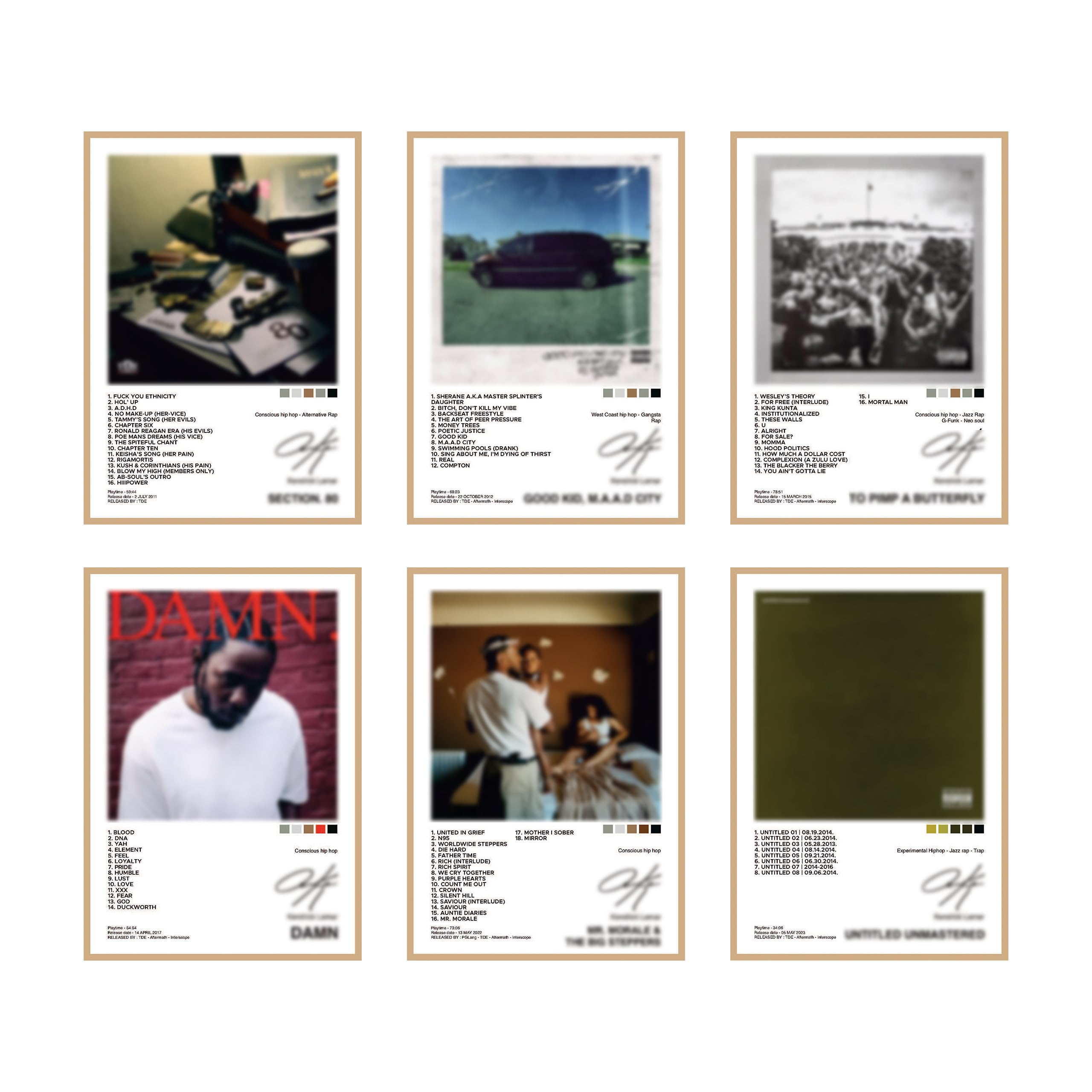 CodersParadise Kendrick Music Poster Set of 6, Limited Edition Album Cover Prints, Rapper Music Posters Canvas Wall Art, Aesthetic Room Decor for Teen Boys Girls Dorm, Unframed 8x10 inch Hip Hop Wall Collage