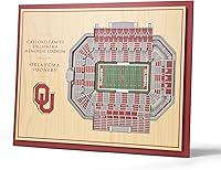 Vista 1 de YouTheFan NCAA Oklahoma Sooners - Arte de pared 3D de 5 capas con vista al estadio, Gaylord Family Oklahoma Memorial Stadium, 13.00 x 17.00 pulgadas
