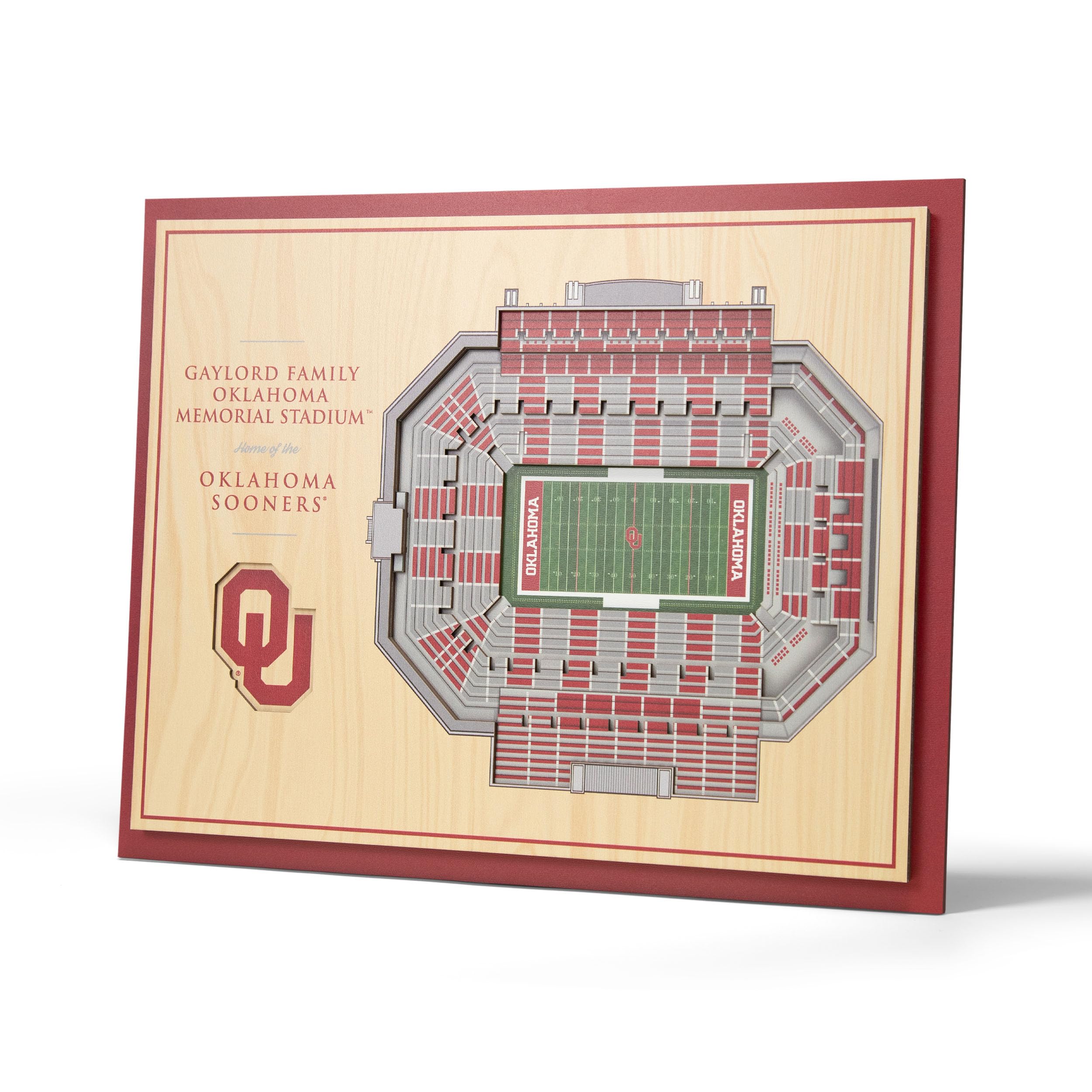 YouTheFan NCAA Oklahoma Sooners 5-Layer StadiumView 3D Wall Art - Gaylord Family Oklahoma Memorial Stadium, 13.00" x 17.00"