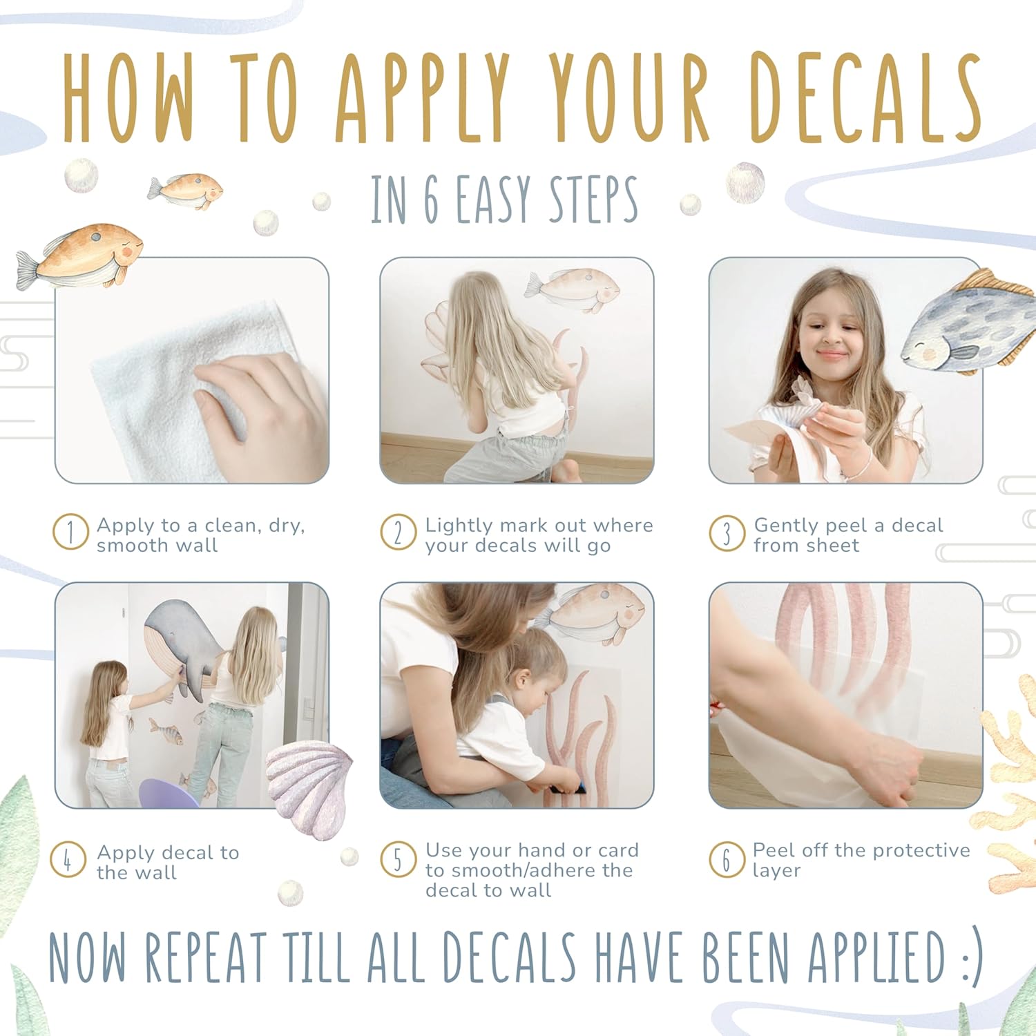 Fish Wall Stickers – Fish Decals for Coral Reef Decorations with Whale Shark, Hammerhead, and Coral, for Nursery Baby Kids Bedroom Bathroom, Large Set (70″×50″) 35 Pcs