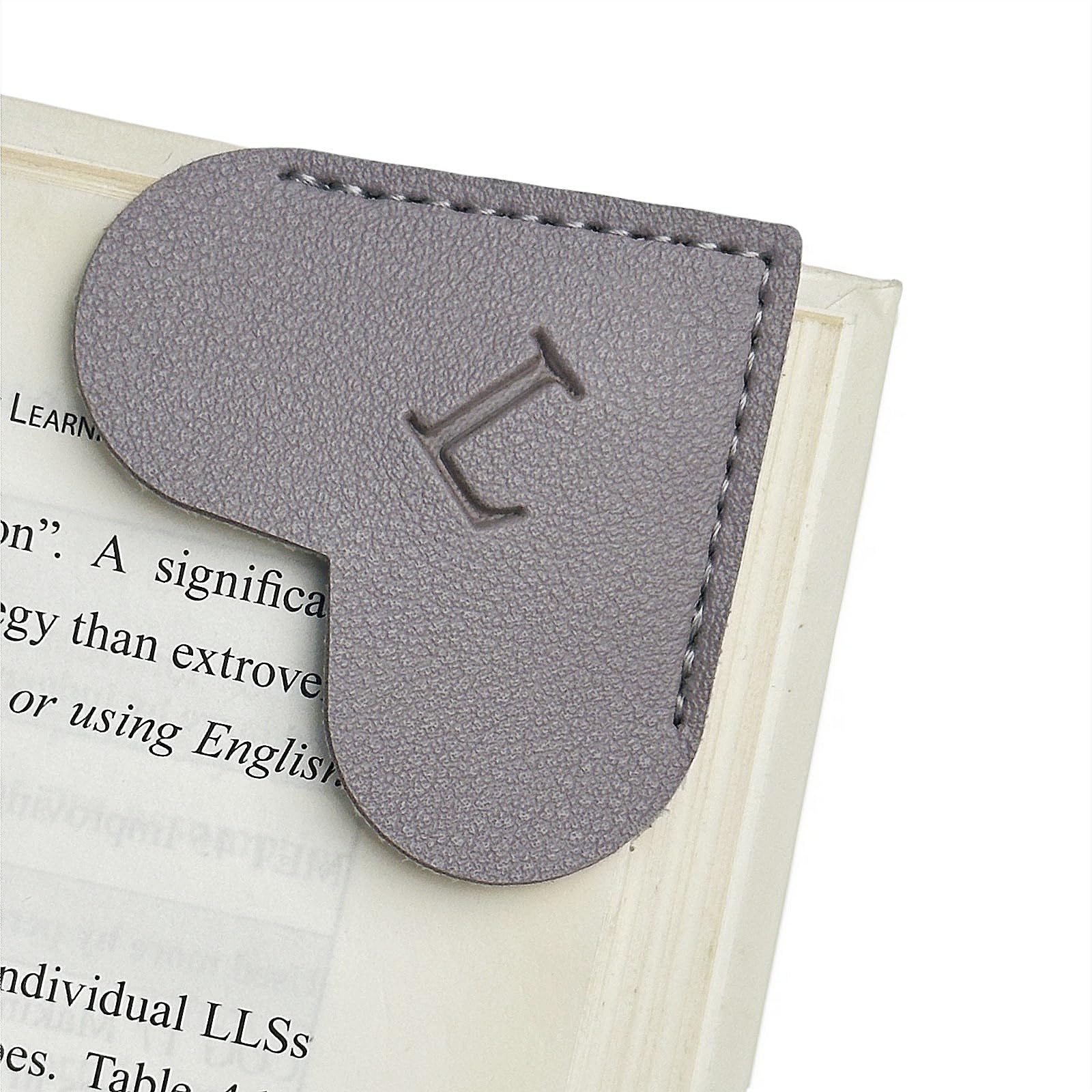 MOTEERLLU - Marcapáginas De Cuero Personalizado Con Forma De Corazón Con Inicial, Lindos Marcapáginas De Letras Personalizadas Para La Esquina De Libros, Ideal Para Mujeres Que Leen, Profesoras