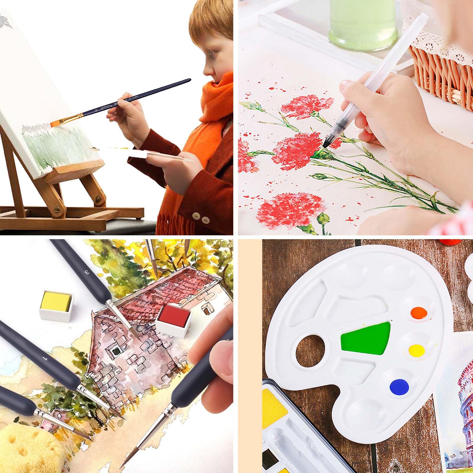 Juego de Acuarelas Profesionales 48 Colores,Set De Pintura De Acuarela,Incluyendo Pincel y Pinceles de Agua,Paleta Acuarela,etc,para Principiantes y Profesionales