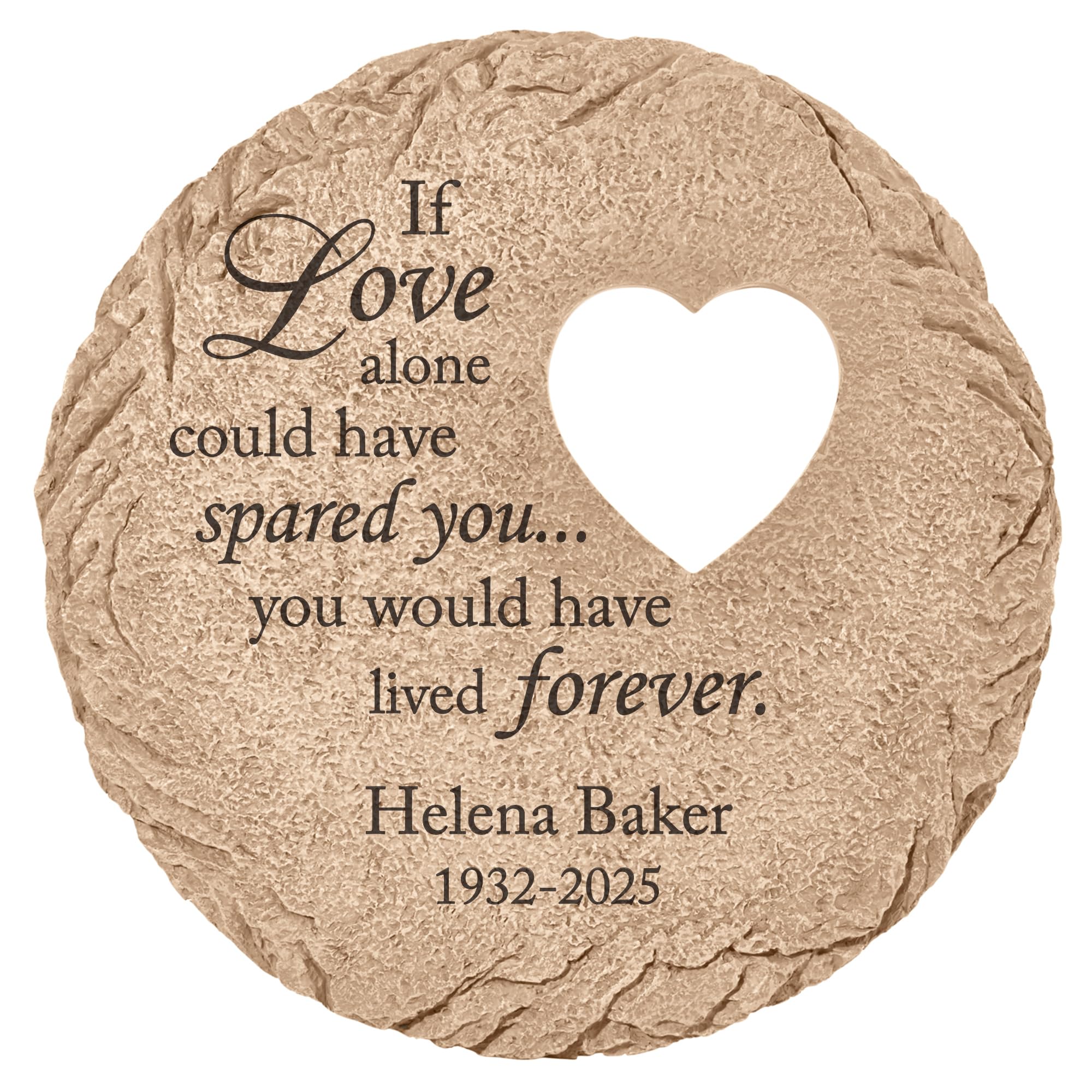 Let's Make Memories Personalized Memorial Stone - Sympathy Garden Marker - Durable, Weather-Resistant Cast Resin - Engraved with Your Loved One's Name - Personalized Condolences - 12" Diameter