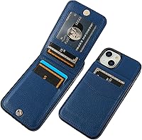 Vista 10 de KIHUWEY Compatible con iPhone 14 Funda Cartera con Soporte para Tarjeta de Crédito, Tapa de Cuero Premium con Cierre Magnético Atril Funda