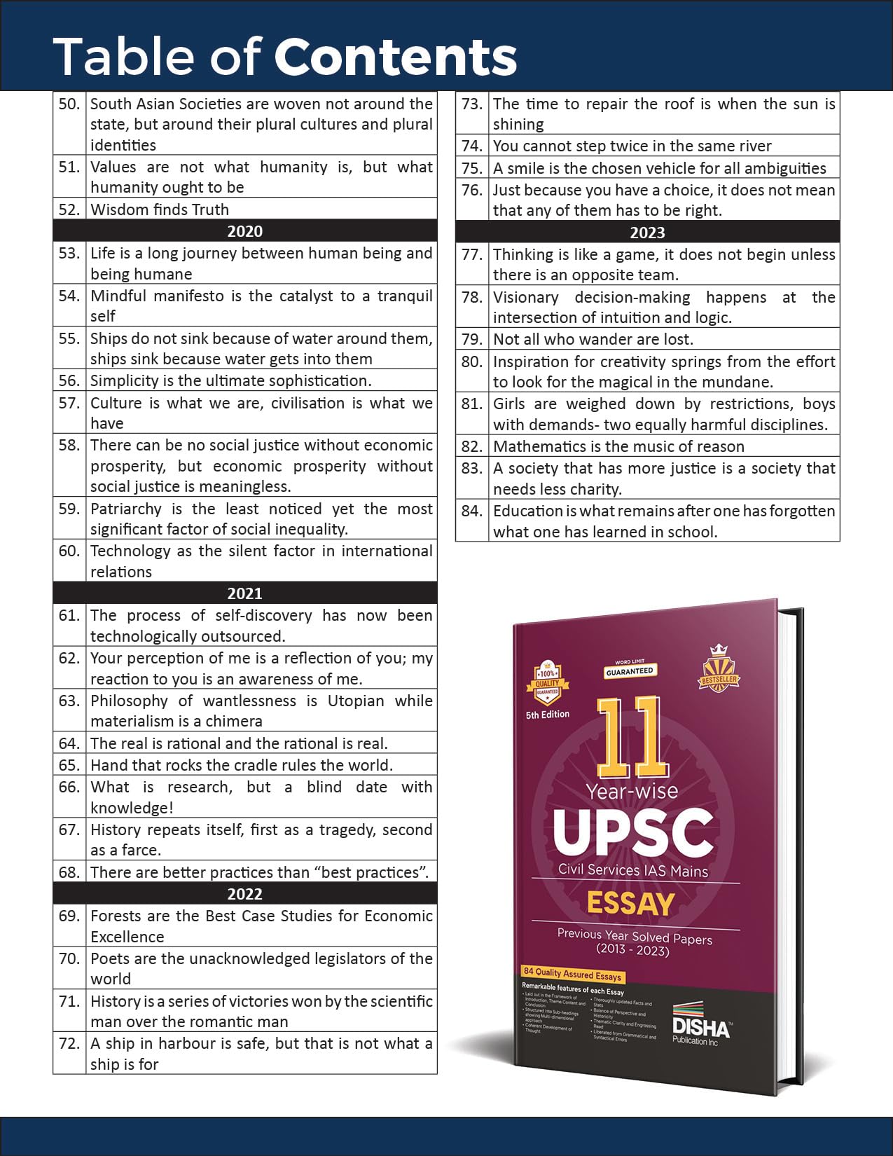 11 Year-wise UPSC Civil Services IAS Mains Essay Previous Year Solved Papers (2013 - 2023) 5th Edition | PYQs Question Bank | Philosophical Essays | Word Limit | 3