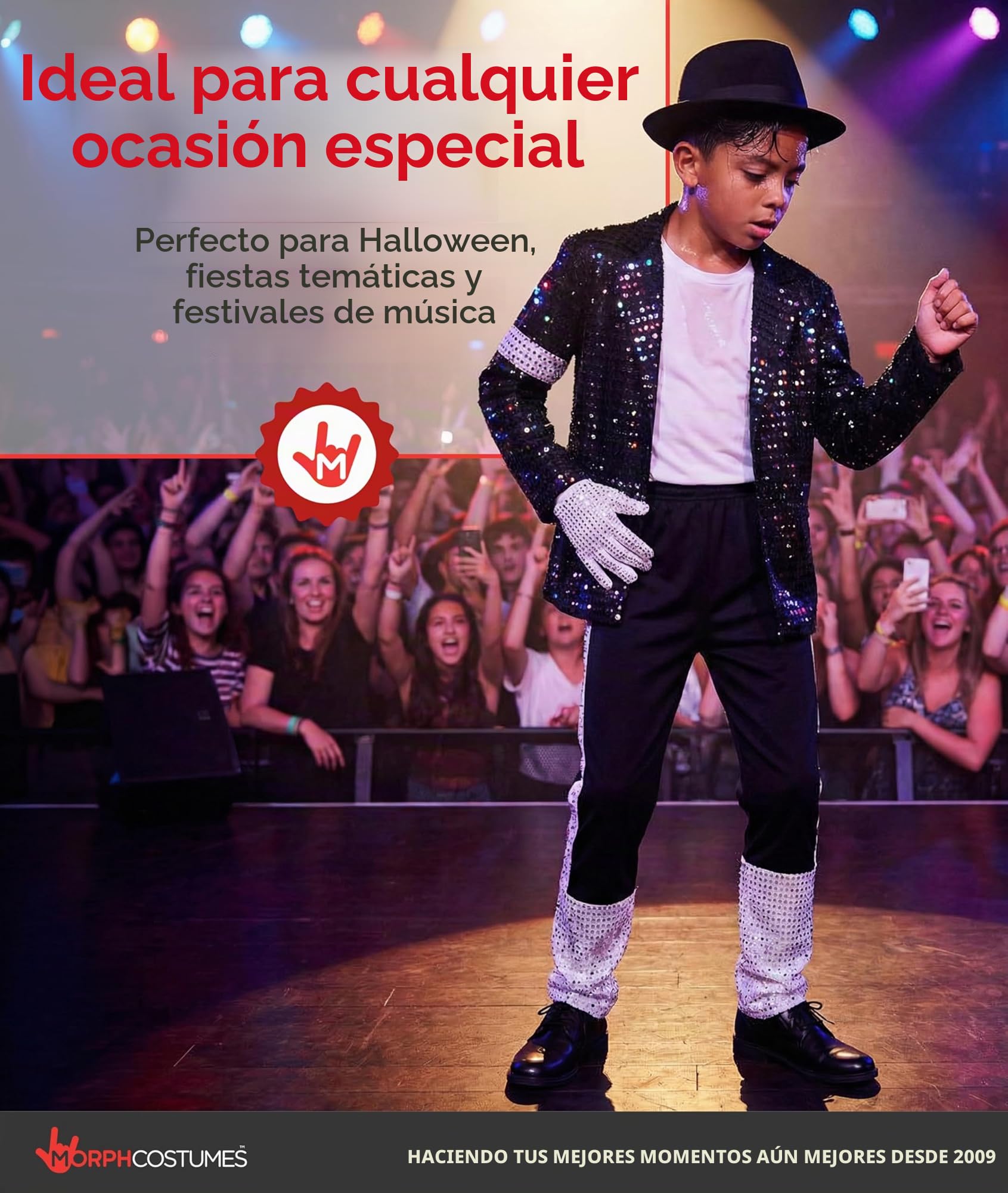 Morph Disfraz Estrella Pop Años 80 Niño, Disfraz Halloween Niño