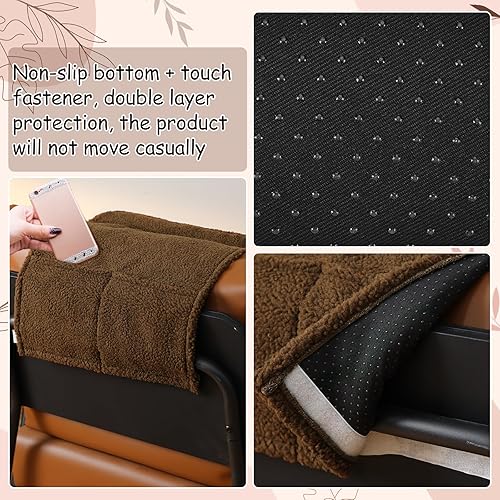 Miniatura 3 de Beeveer Almohada reclinable de cabeza Sherpa para la cabeza y el cuello para silla reclinable con bolsillo de almacenamiento, alivio del cuello y