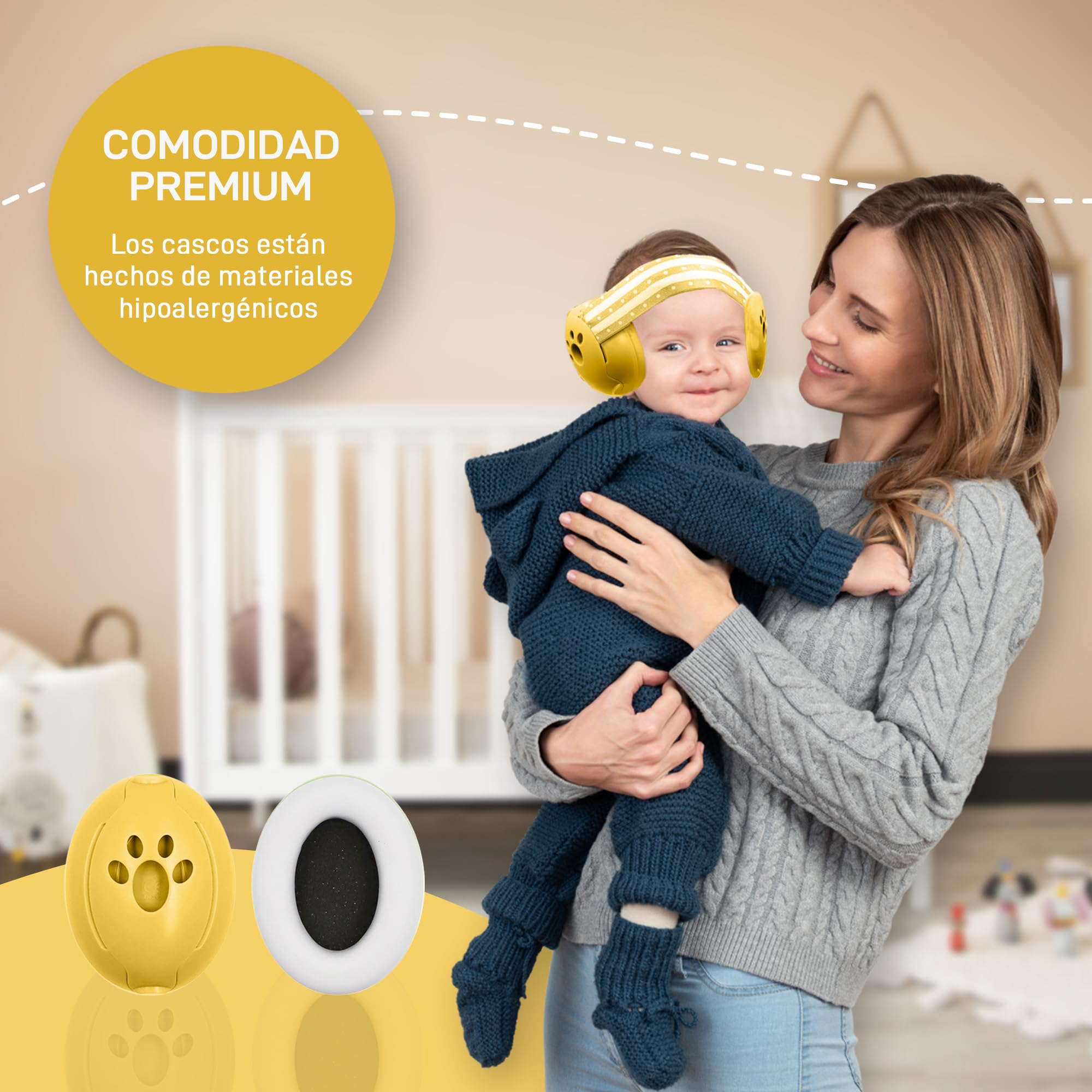 Protectores Auditivos para Bebes y Niños de 0 a 36 meses - Reducción de Ruido de 27dB - Cascos Bebe Antirruido - Orejeras Antirruido con Bolsa de Transporte - Orejeras Ajustables.