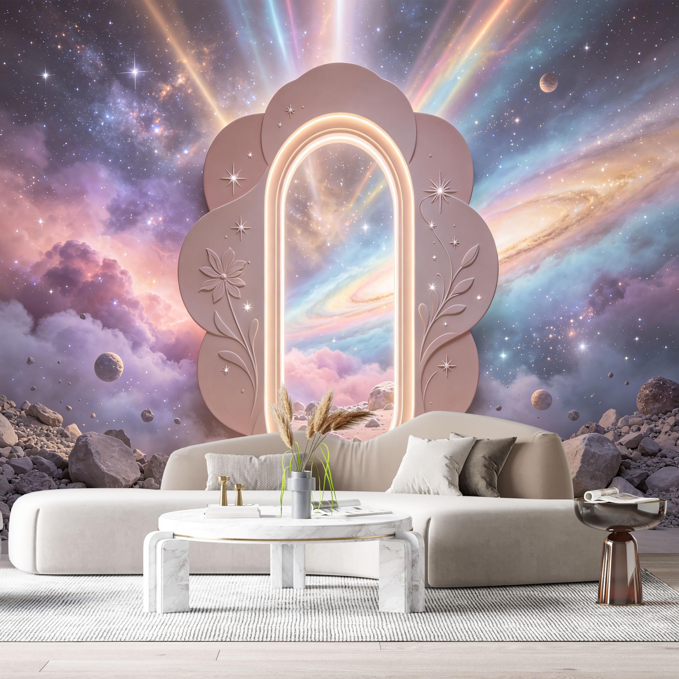 Custom Size Wall Murals Cosmic Portal Nebula Space Galaxy 3D Trompe L'Oeil SelfAdhesiveWall Fabric Removable Wallpaper Wall Decor for Living Room Bedroom Bathroom