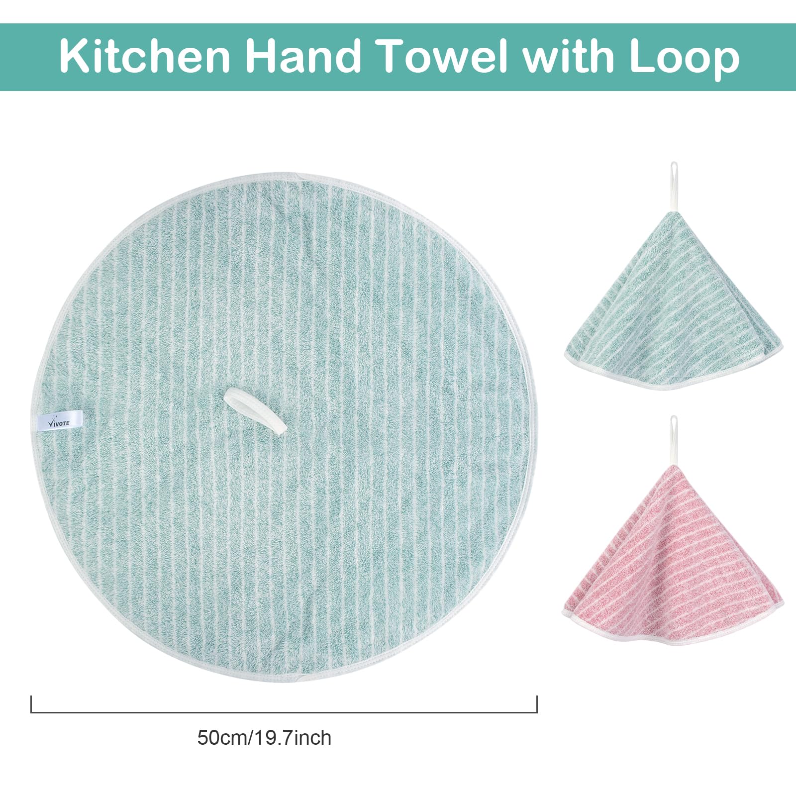 VIVOTE 2 Pack Kitchen Hand Towel with Loop - Image 2