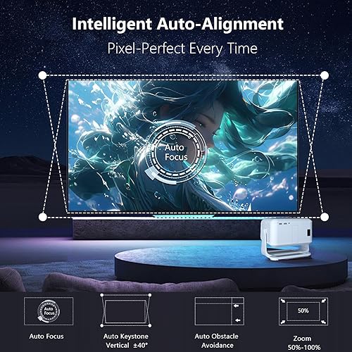Miniatura 7 de Proyector inteligente con Netflix, Android 13, WiFi 6, Bluetooth 5.2, soporte 4K, Dolby Audio, enfoque automático, cine en casa portátil 1080P para