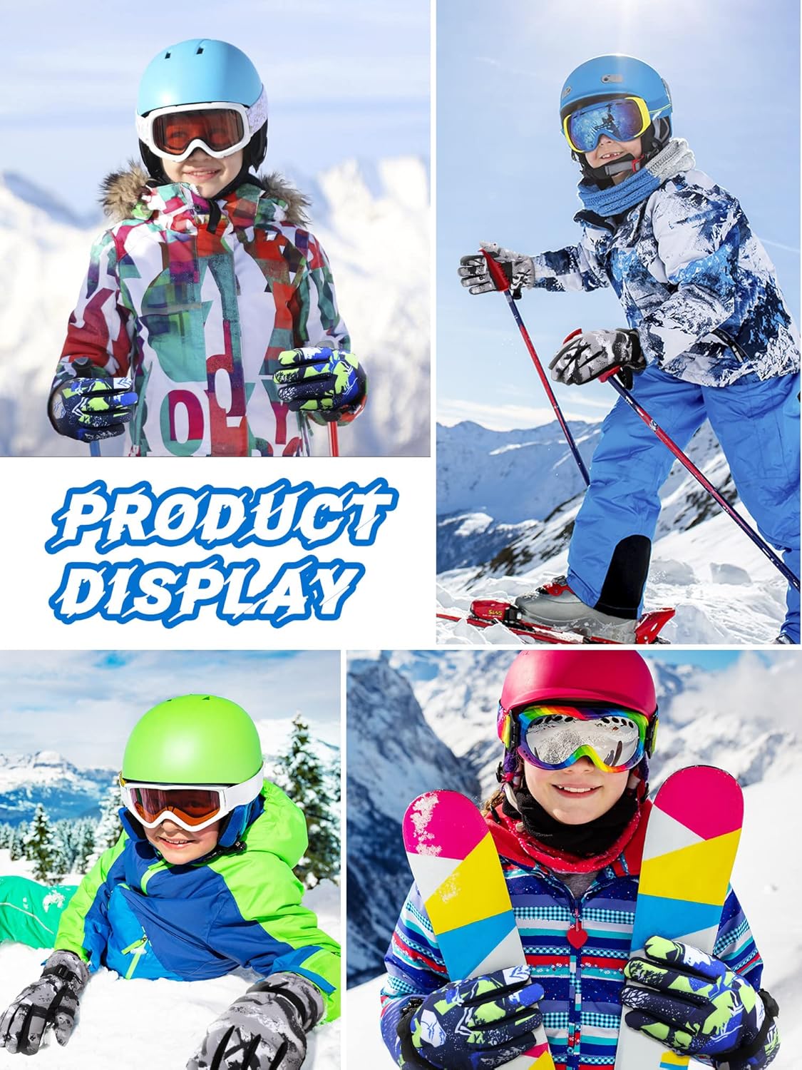 Bencailor 2 Pairs Kids Snow Gloves Boys Winter Youth Ski Boys Waterproof Gloves Youth Toddler Boy for Outdoor Snowboard - Image 2