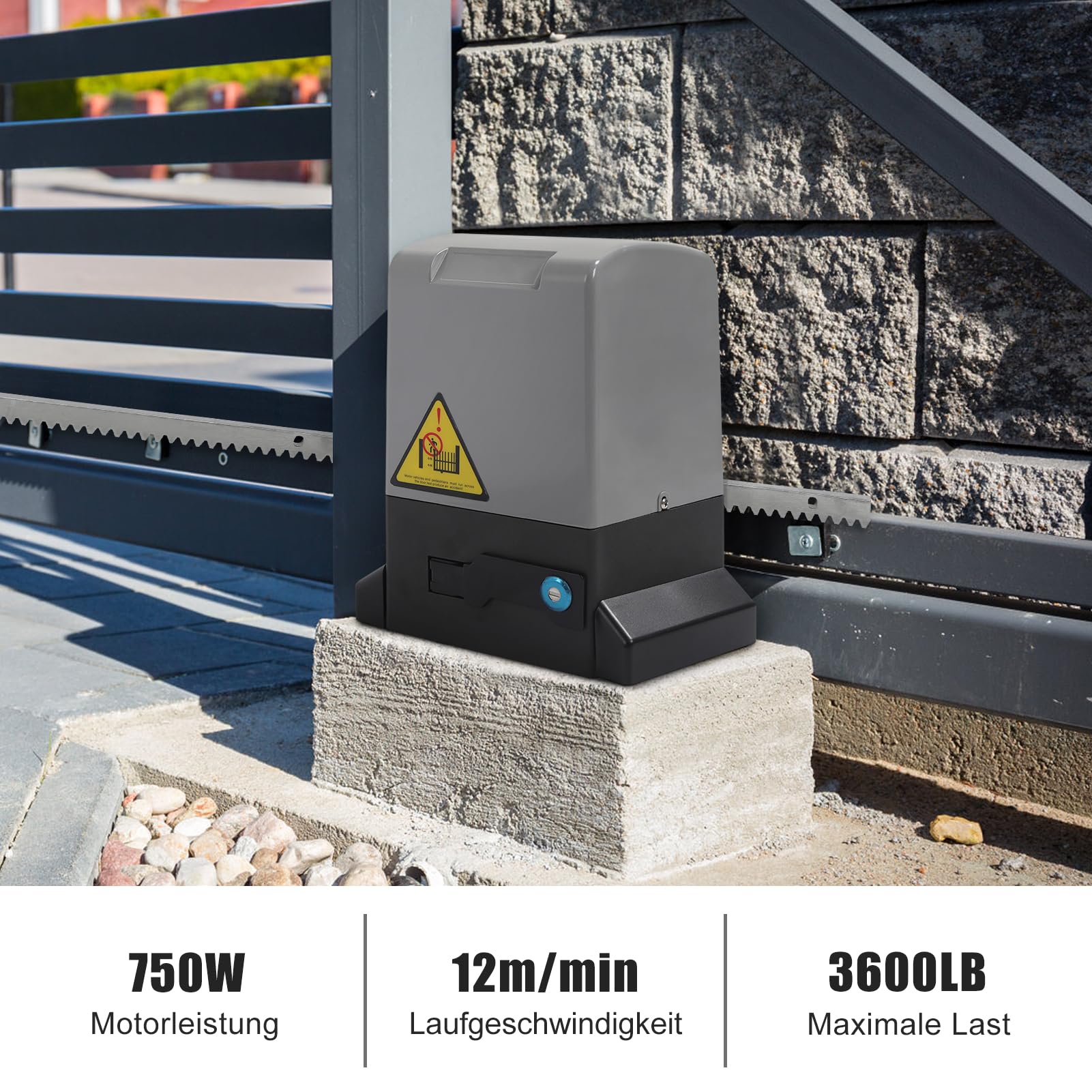 Actionneur de portail coulissant électrique, 3600LB Ouvre-porte coulissant automatique avec 2 télécommandes Portail coulissant pour portes de terrasse portes de villa portes coulissantes (220 V)