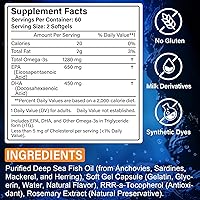 Vista 9 de Suplementos Omega 3 de aceite de pescado, cápsulas blandas de aceite de pescado, ácidos grasos que incluyen EPA y DHA para mujeres y hombres, 120