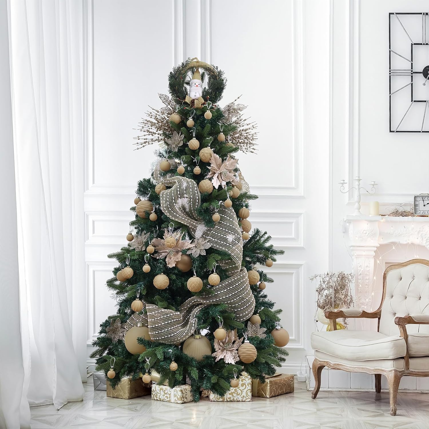 24-Pack Christmas Tree Picks Ornaments, Artificial Glitter Berry Stem Glittery Twigs Ornaments for Christmas Tree Decorations, Small Vase, Holiday, Wedding, Party Decorations (Champagne)