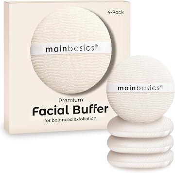MainBasics Face Scrubber Exfoliator Pads 4-Pack | Exfoliating, Facial Cleansing, Buffing Sponge