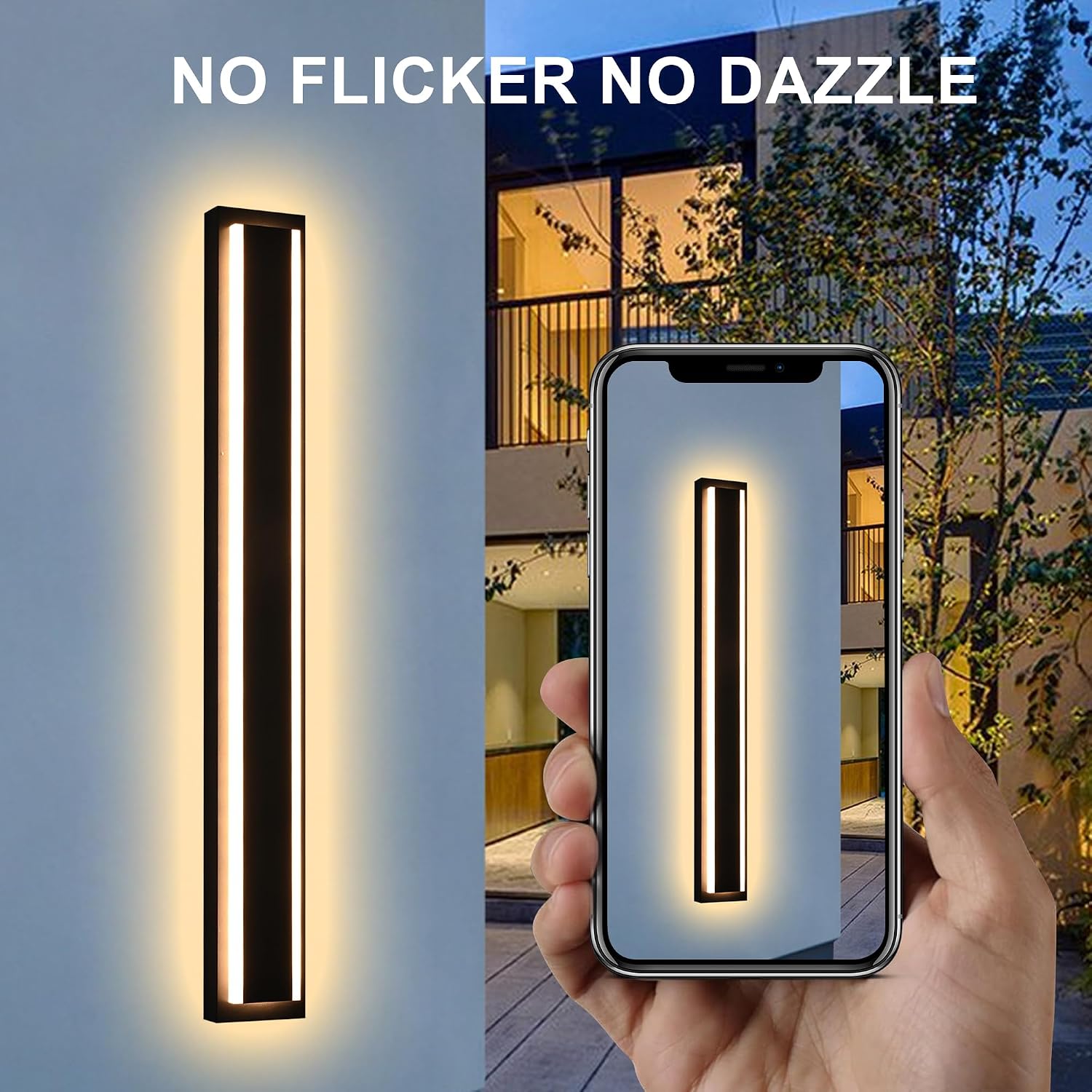 MELUCEE 24inch Long Outdoor Wall Lights 2 Pack Outside Linear Porch Lights 5 Color Dimmable Outside Garage Lighting Exterior Light Fixtures Wall Mount for House Patio Balcony Porch, IP65 Waterproof