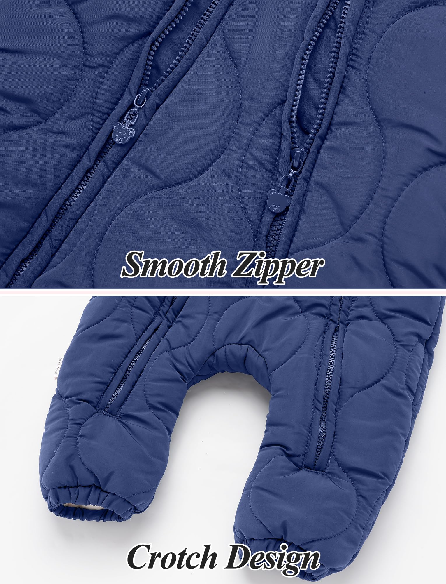 Happy Cherry - Baby Overall Winter mit Fußsäcken Junge Mädchen Schneenanzüge mit Kapuze Warme Kinder Strampler Lange Ärmel Kleinkind Jumpsuit Winterkleidung mit Reißverschlüssen - 3-18 Monate