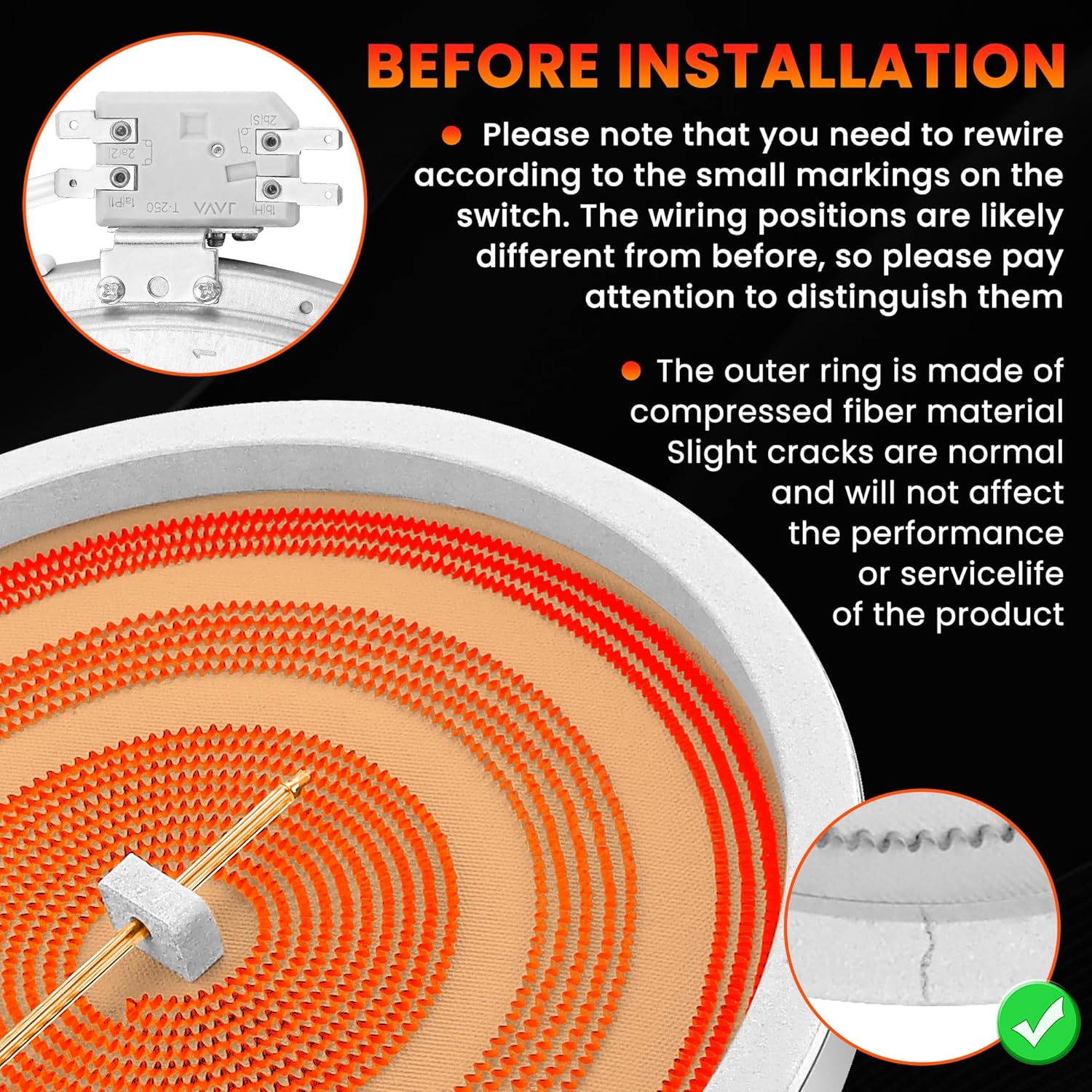 12" DG47-00065A DG47-00021B DG47-00022B Range Triple Haliant Radiant Surface Element Compatible with G-E Sam-sung Range Stove, Replaces DG47-00021A MEE62704901 by Fetechmate