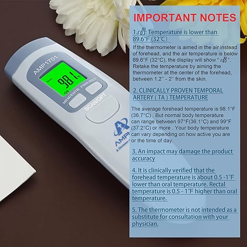 Miniatura 9 de Amplim Termómetro de frente de grado médico para adultos, niños, bebés, termómetro infrarrojo digital sin contacto, lectura instantánea, detección