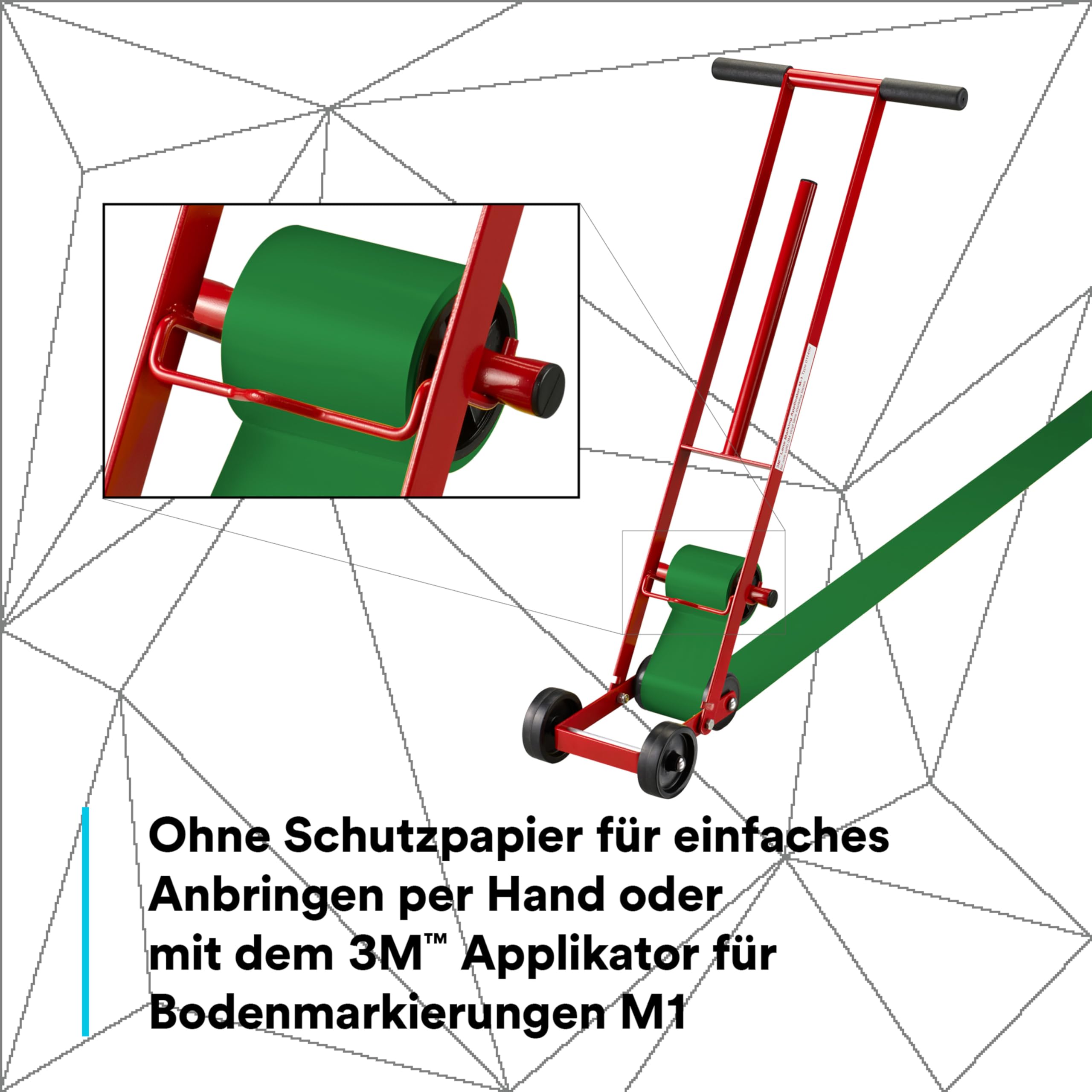 3M Langlebiges Bodenmarkierungsband 971, Grün, 50.8 mm x 32.9 m, 0.43 mm, Einzeln verpackt zur bequemen Entnahme