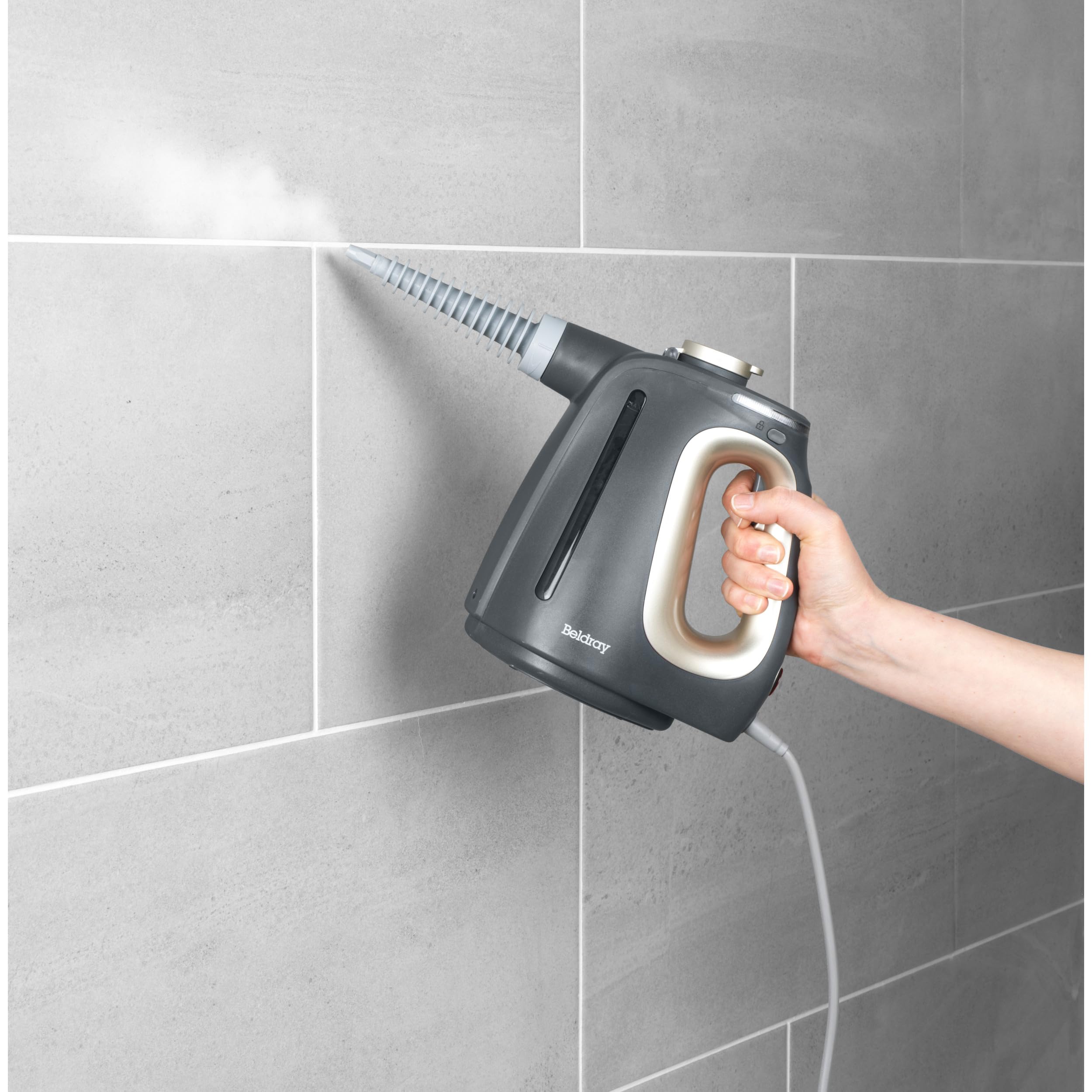 Pulitore a vapore 15 in 1 Beldray – Pulitore portatile multifunzione, pulizia senza prodotti chimici, pronto in 20 secondi, include spazzole, tamponi per mocio e ugelli, 550 ml, 1350W, BEL01987VDE