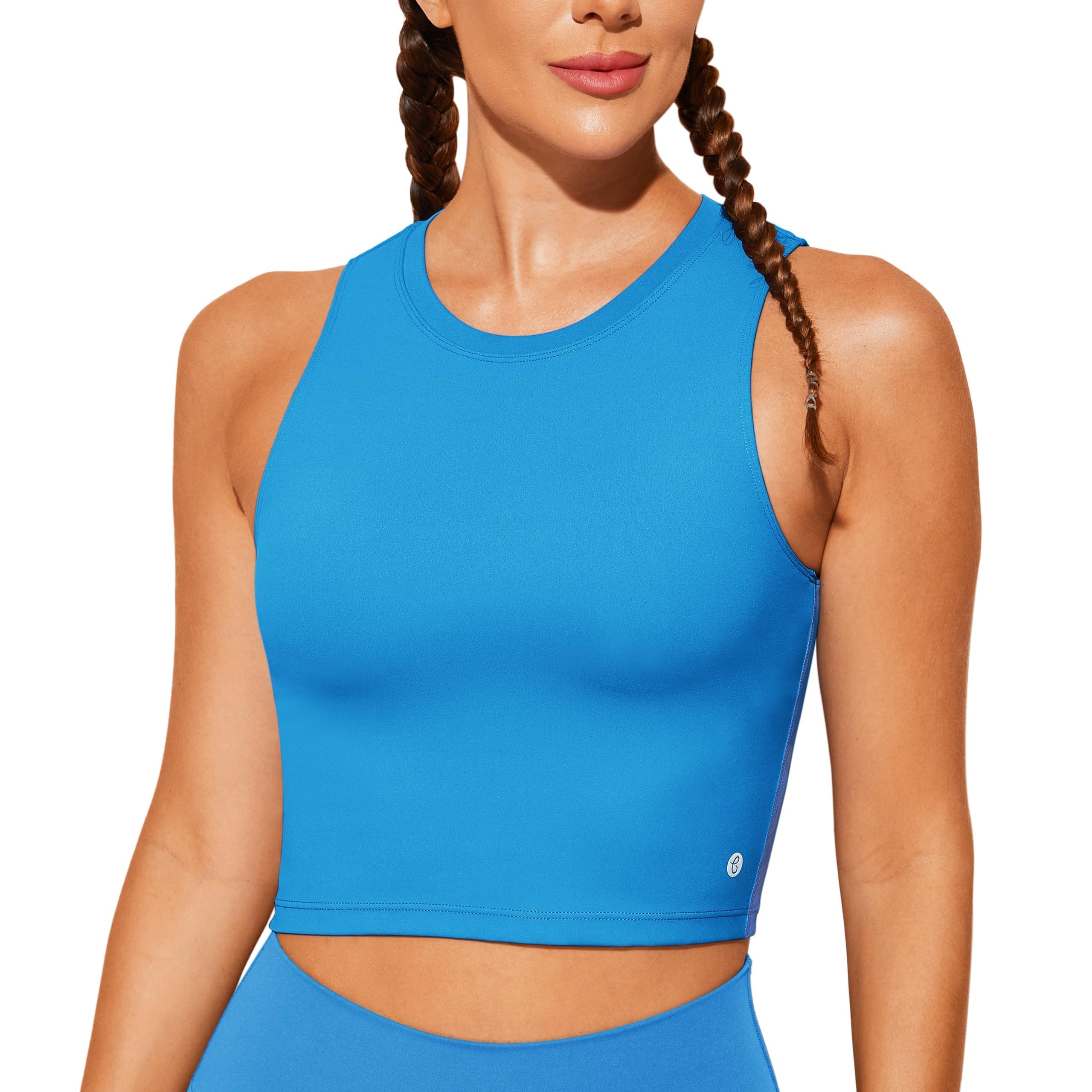 BAYDI Nudi Sport BH Damen ohne Buegel Bustier Abnehmbare Gepolsterte Crop-Tops Hochgeschlossenes Tanktop Yoga Fitness Soft Bra