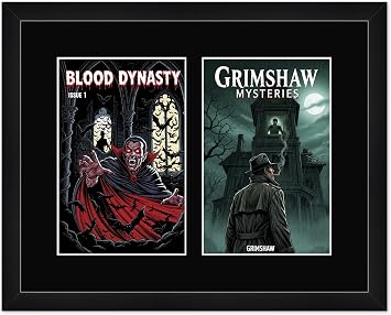 Poster Palooza Black Wood Double Modern Age Comic Book Frame 20.25 x 16.25 With Black Mat - Side by Side 6.625 x 10.25 Display | USA Made