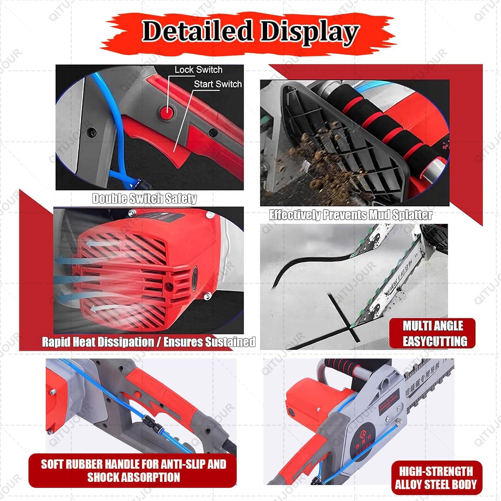 Sierra Eléctrica Para Hormigón, Motosierra Para Hormigón De 5800/6500 W, Profundidad De Corte De 35/48 Cm, 6000 Rpm, Apta Para Granito Y Hormigón Armado(350MM CHIAN 3)