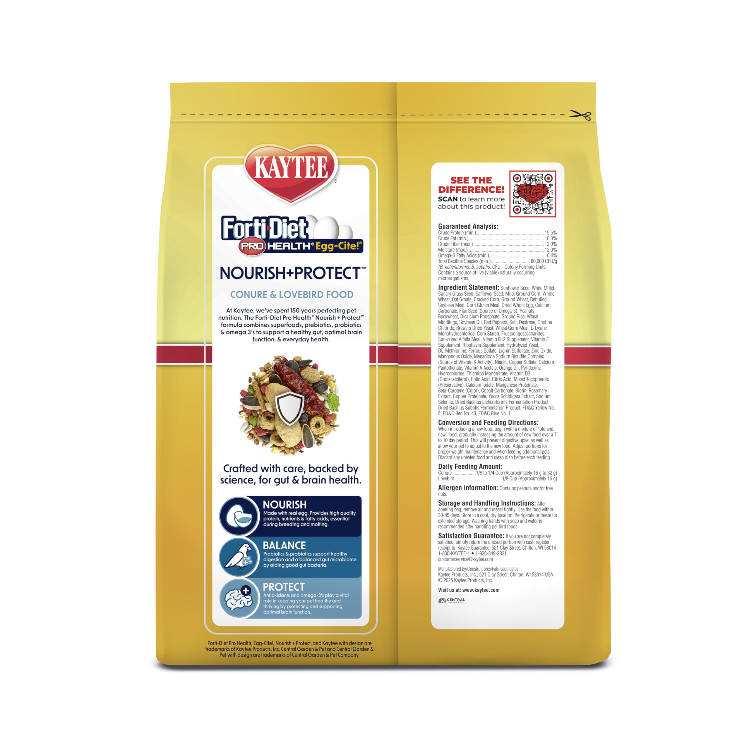 Kaytee forti-Diet Pro Salud Egg-cite. Conure & Agapornis Alimentos, 3-LB Bolsa