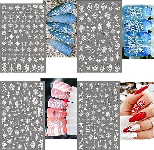Miniatura 2 de Calcomanías de arte de uñas de copo de nieve, 8 hojas de calcomanías de uñas de copo de nieve de Navidad 3D, autoadhesivas con temática de invierno,