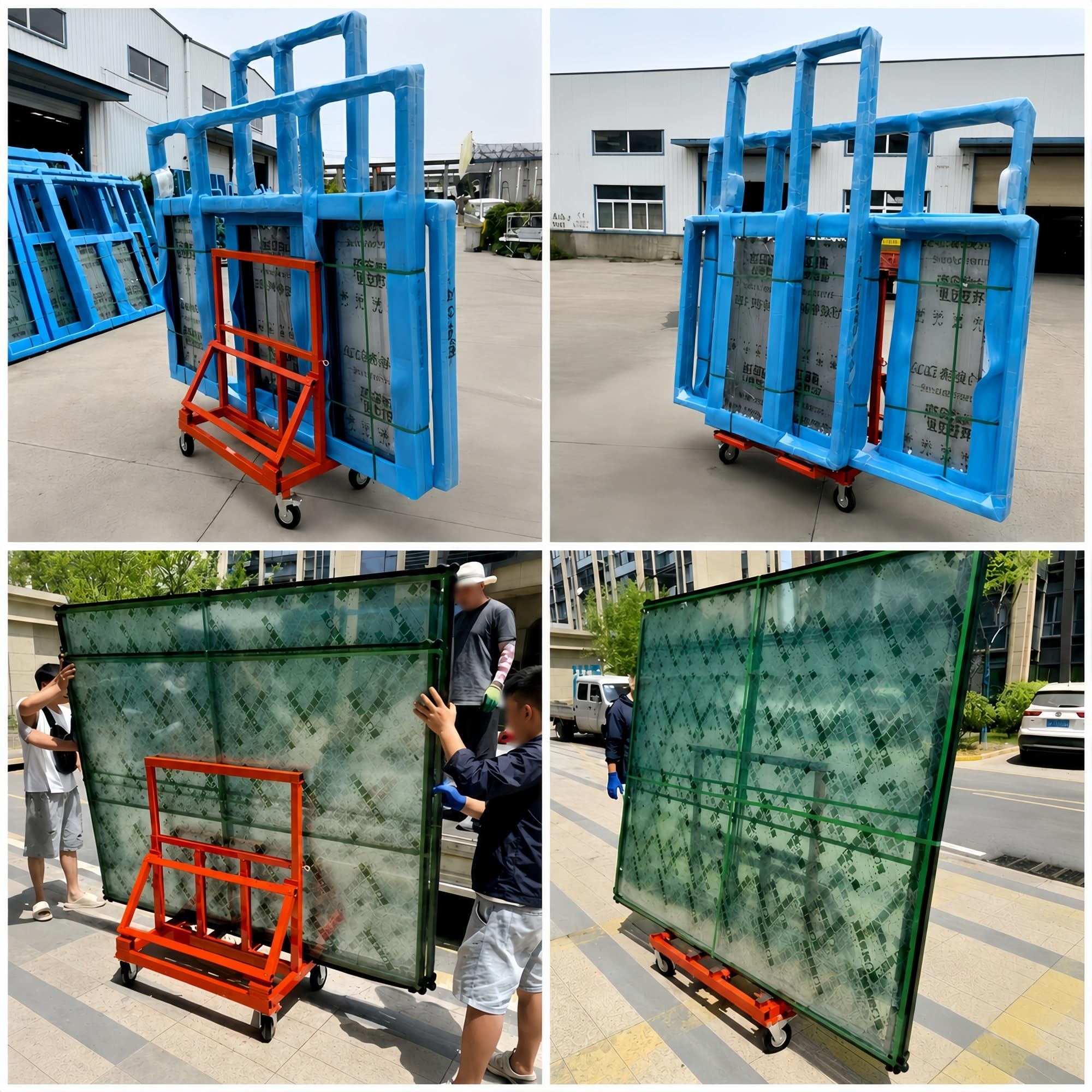 Klappbarer Plattenwagen for Platten, Glas, Stein und Türen | Verstellbare Rückenlehne und erweiterbare Plattform for breite Formate(8IN 4BRAKE)