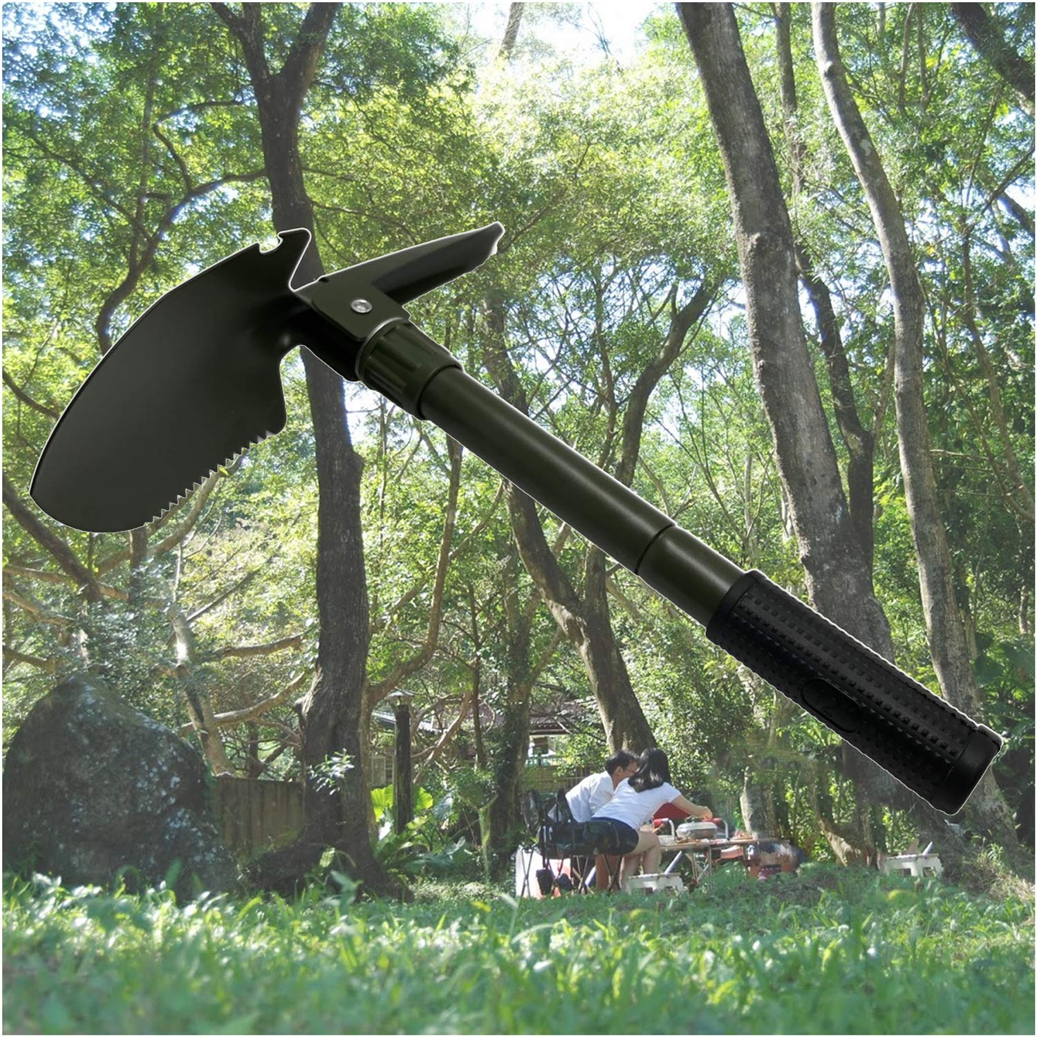 HongK- Green Hiking Multi-Functional Military Folding Shovel Survival Spade Emergency Green [P/N: ET-Shovel001]