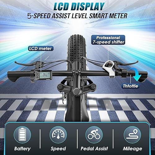 Miniatura 6 de Vivi Bicicleta eléctrica de 26 pulgadas x 4.0 con neumático grueso, bicicleta eléctrica de montaña de 750 W, bicicletas eléctricas de 25 MPH para