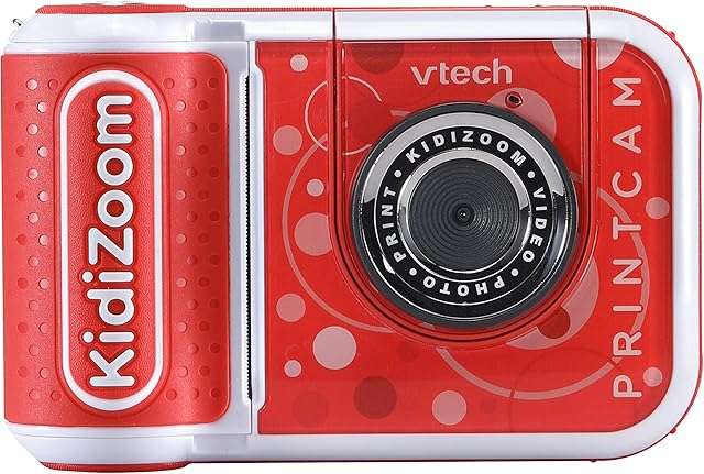 VTech KidiZoom PrintCam (Red), Digital Camera for Children with Built-In Printer, Kids Camera with Special Effects and Fun Games, Kids Digital Camera with Rechargeable Battery, Action Camera 5 Years +