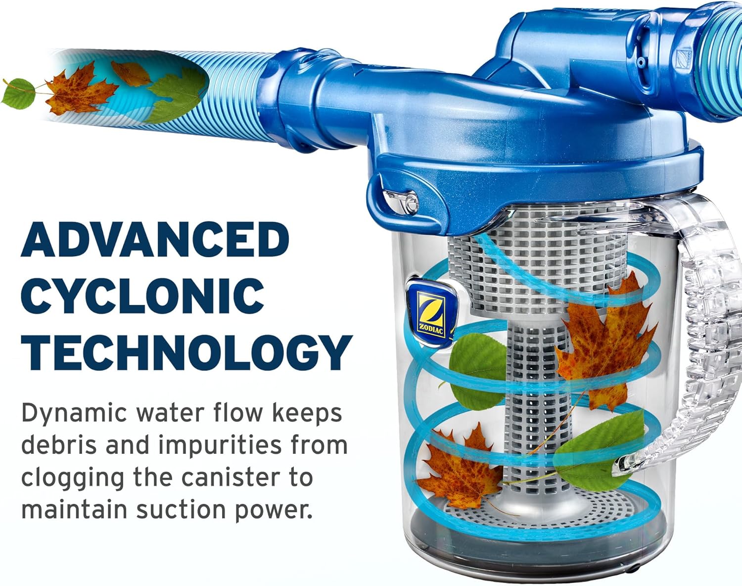 Zodiac Genuine Parts Cyclonic Leaf Catcher, Connects to Suction-Side Pool Cleaners to Capture Leaves & Other Debris, Universal Hose Connection Included