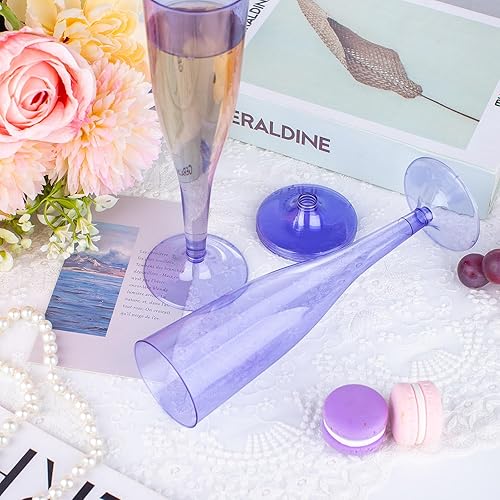 Vista 23 de WDF Paquete de 36 copas de champán de plástico azul transparente, 7 onzas, copas de champán azules, vasos de champán desechables para fiestas